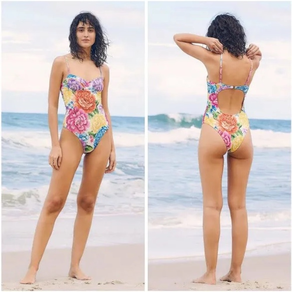 FARM Rio Pink and Yellow Floral One Piece Swimsuit